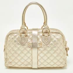 Pre Owned Marc Jacobs Gold Quilted Leather Blake Satchel