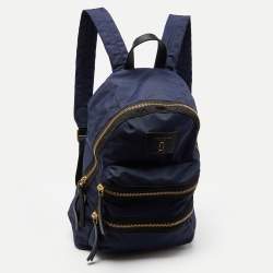 Pre Owned Marc Jacobs Blue/Black Nylon and Leather Biker Backpack