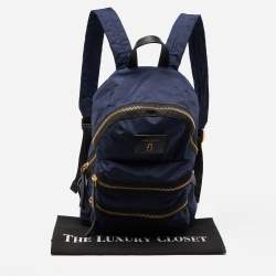 Pre Owned Marc Jacobs Blue/Black Nylon and Leather Biker Backpack