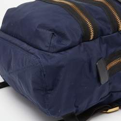 Pre Owned Marc Jacobs Blue/Black Nylon and Leather Biker Backpack