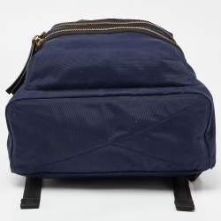 Pre Owned Marc Jacobs Blue/Black Nylon and Leather Biker Backpack