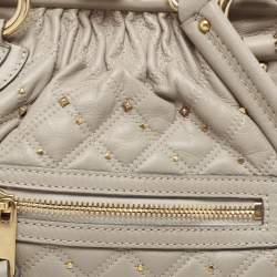 Pre Owned Marc Jacobs Light Beige Quilted Leather Stam Satchel