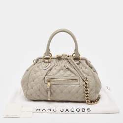 Pre Owned Marc Jacobs Light Beige Quilted Leather Stam Satchel