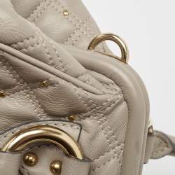 Pre Owned Marc Jacobs Light Beige Quilted Leather Stam Satchel