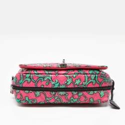 Marc Jacobs Pink/Green Quilted Python Embossed Leather Shoulder Bag