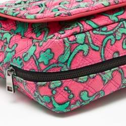 Marc Jacobs Pink/Green Quilted Python Embossed Leather Shoulder Bag