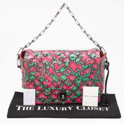Marc Jacobs Pink/Green Quilted Python Embossed Leather Shoulder Bag