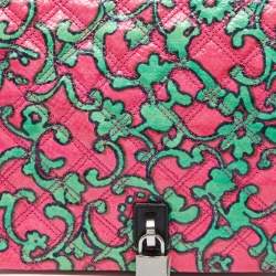 Marc Jacobs Pink/Green Quilted Python Embossed Leather Shoulder Bag