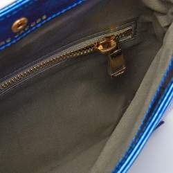 Marc Jacobs Metallic Blue Crinkled Patent Leather Fergie Clutch
