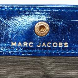 Marc Jacobs Metallic Blue Crinkled Patent Leather Fergie Clutch