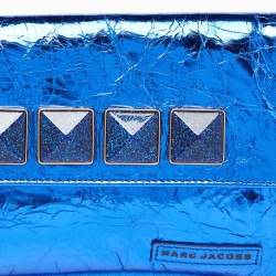 Marc Jacobs Metallic Blue Crinkled Patent Leather Fergie Clutch
