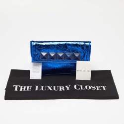 Marc Jacobs Metallic Blue Crinkled Patent Leather Fergie Clutch