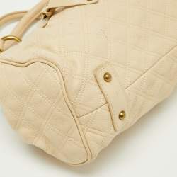 Pre Owned Marc Jacobs Light Beige Quilted Leather Stam Satchel