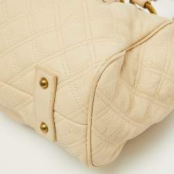 Pre Owned Marc Jacobs Light Beige Quilted Leather Stam Satchel