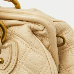 Pre Owned Marc Jacobs Light Beige Quilted Leather Stam Satchel