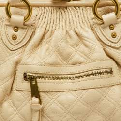 Pre Owned Marc Jacobs Light Beige Quilted Leather Stam Satchel