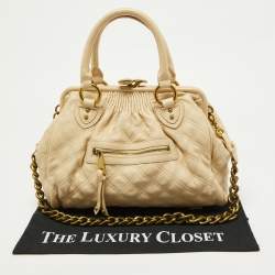 Pre Owned Marc Jacobs Light Beige Quilted Leather Stam Satchel