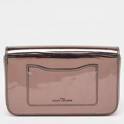 Marc Jacobs Grey Patent Leather The Long Shot Mirrored Clutch