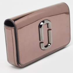 Marc Jacobs Grey Patent Leather The Long Shot Mirrored Clutch