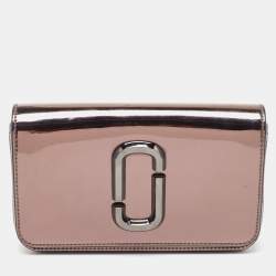 Marc Jacobs Grey Patent Leather The Long Shot Mirrored Clutch