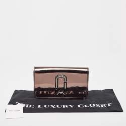 Marc Jacobs Grey Patent Leather The Long Shot Mirrored Clutch