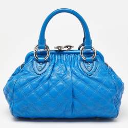 Pre Owned Marc Jacobs Blue Leather Mini Stam Satchel