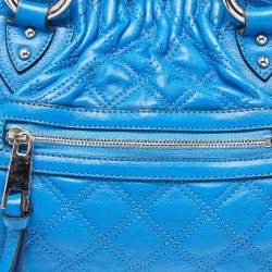 Pre Owned Marc Jacobs Blue Leather Mini Stam Satchel