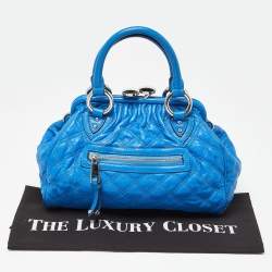 Pre Owned Marc Jacobs Blue Leather Mini Stam Satchel