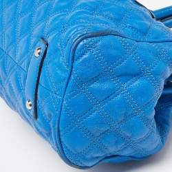 Pre Owned Marc Jacobs Blue Leather Mini Stam Satchel