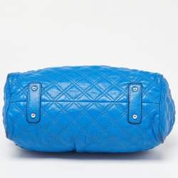 Pre Owned Marc Jacobs Blue Leather Mini Stam Satchel