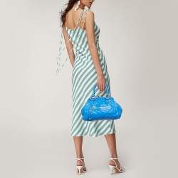 Pre Owned Marc Jacobs Blue Leather Mini Stam Satchel