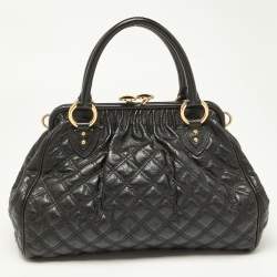 Pre Owned Marc Jacobs Black Quilted Leather Stam Satchel
