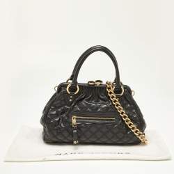 Pre Owned Marc Jacobs Black Quilted Leather Stam Satchel