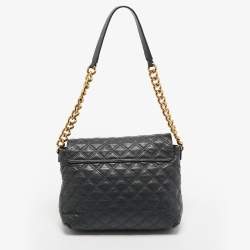 Pre Owned Marc Jacobs Dark Grey Quilted Leather Flap Shoulder Bag