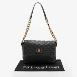 Pre Owned Marc Jacobs Dark Grey Quilted Leather Flap Shoulder Bag