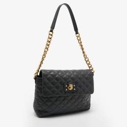 Pre Owned Marc Jacobs Dark Grey Quilted Leather Flap Shoulder Bag