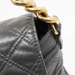 Pre Owned Marc Jacobs Dark Grey Quilted Leather Flap Shoulder Bag