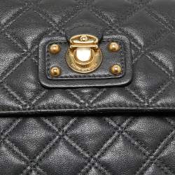 Pre Owned Marc Jacobs Dark Grey Quilted Leather Flap Shoulder Bag