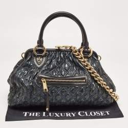 Pre Owned Marc Jacobs Green/Black Quilted Leather Stam Satchel