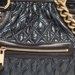 Pre Owned Marc Jacobs Green/Black Quilted Leather Stam Satchel