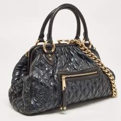 Pre Owned Marc Jacobs Green/Black Quilted Leather Stam Satchel