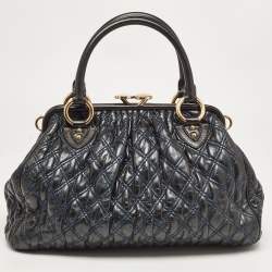 Pre Owned Marc Jacobs Green/Black Quilted Leather Stam Satchel