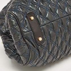 Pre Owned Marc Jacobs Green/Black Quilted Leather Stam Satchel