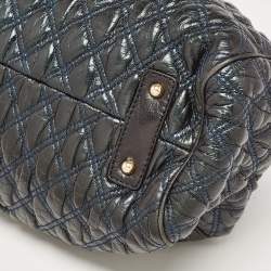 Pre Owned Marc Jacobs Green/Black Quilted Leather Stam Satchel