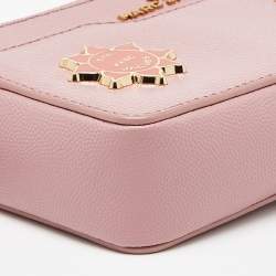 Pre Owned Marc Jacobs Pink Leather Double Zip Chain Clutch