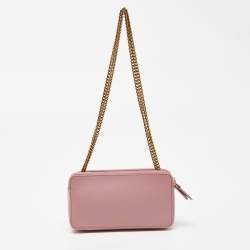 Pre Owned Marc Jacobs Pink Leather Double Zip Chain Clutch