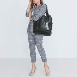 Pre Owned Marc Jacobs Black Leather The Oversized Tag Tote 