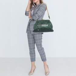 Pre Owned Marc Jacobs Metallic Green Quilted Leather Stam Shoulder Bag