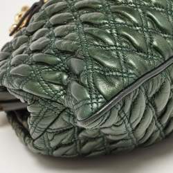 Pre Owned Marc Jacobs Metallic Green Quilted Leather Stam Shoulder Bag