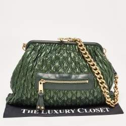 Pre Owned Marc Jacobs Metallic Green Quilted Leather Stam Shoulder Bag